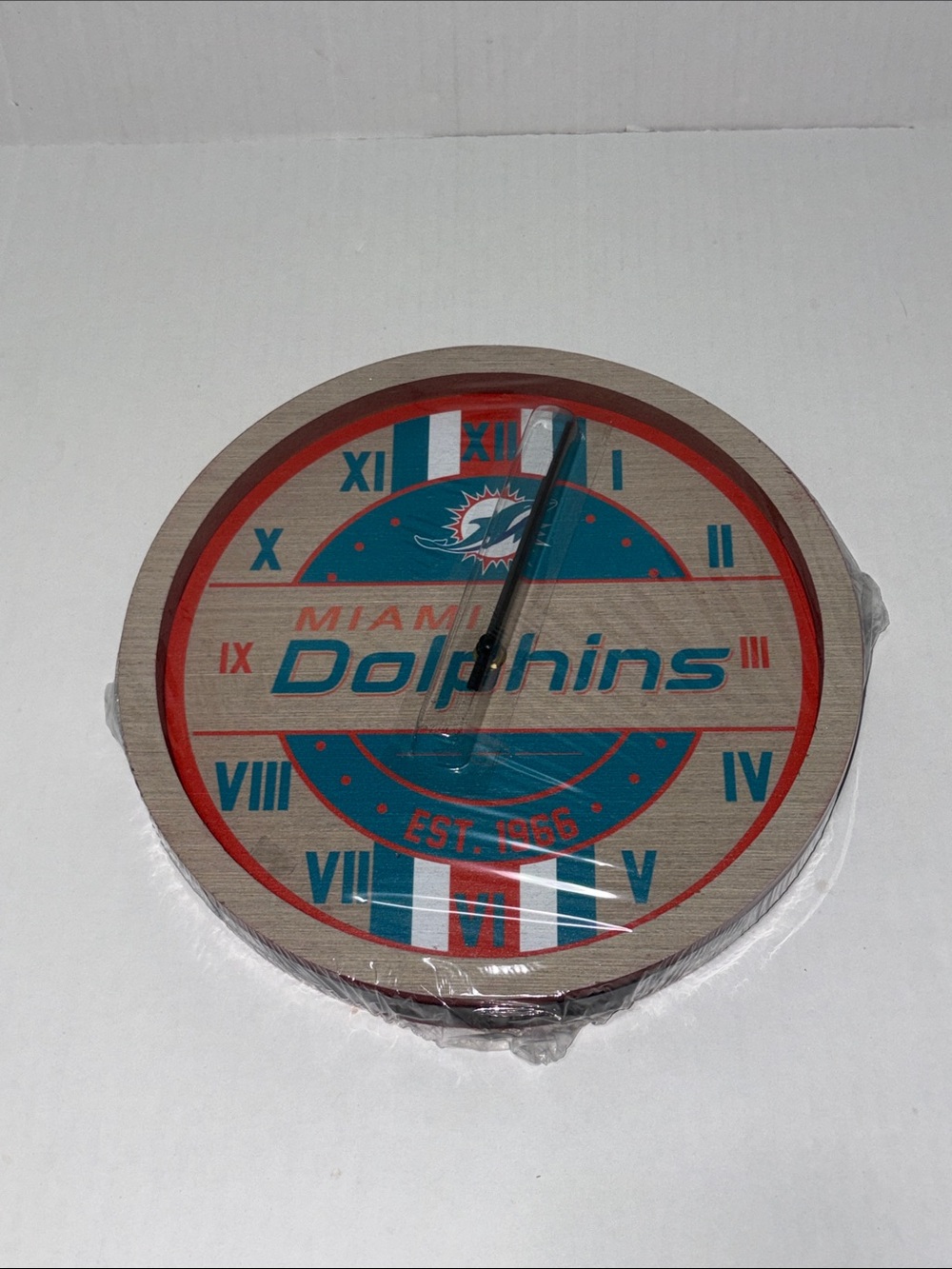 Forever Collectibles Miami Dolphins New Teal and Orange Wall Clock